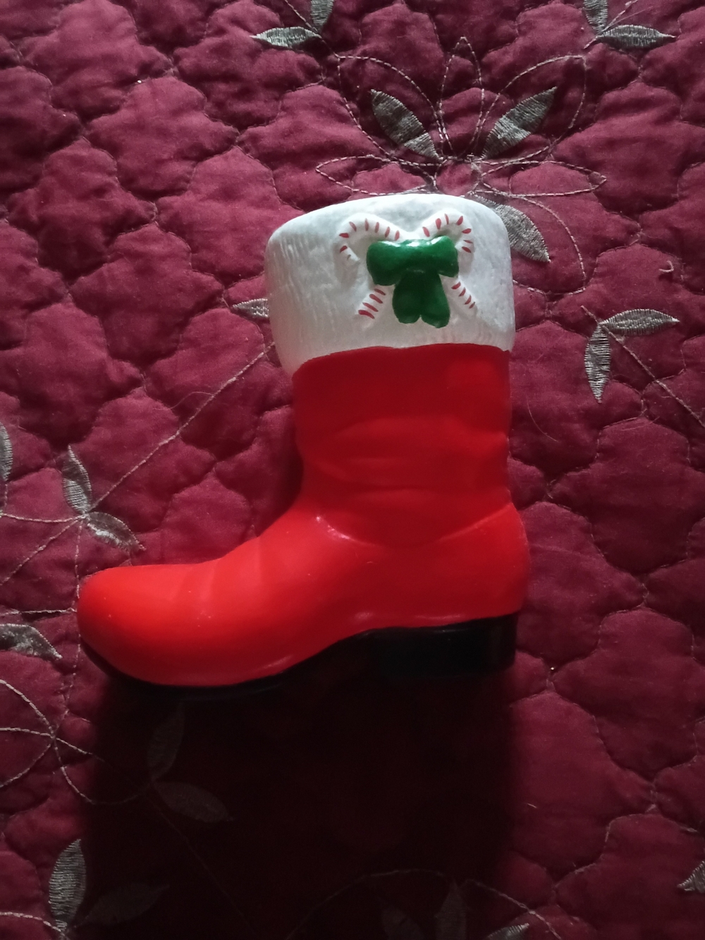 Red Christmas Boot Vtg Decor